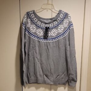 Kim Rogers Gray and Blue Nordic Sweater